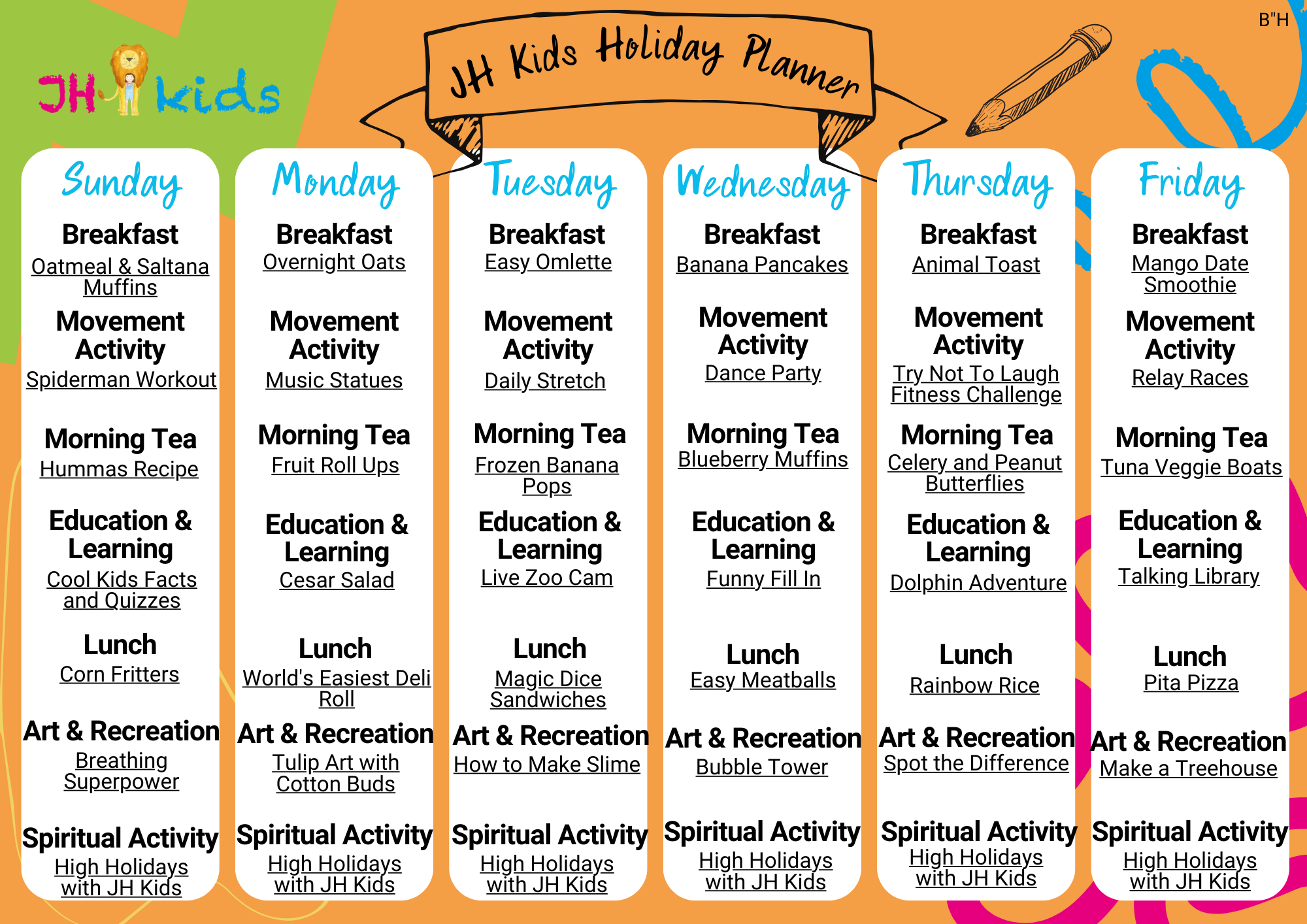Spring Holiday Planner - Week 1
