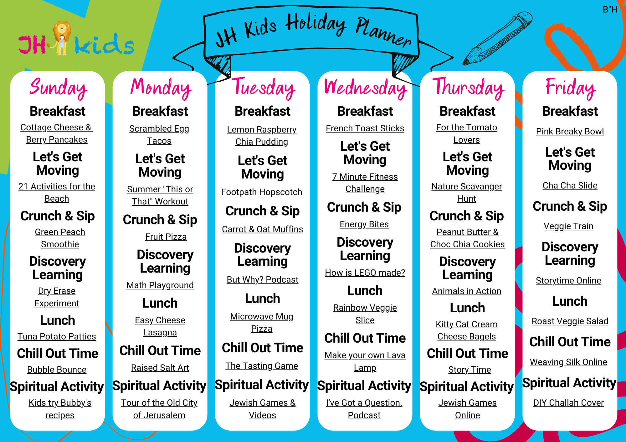 Summer Holiday Planner - Week 1